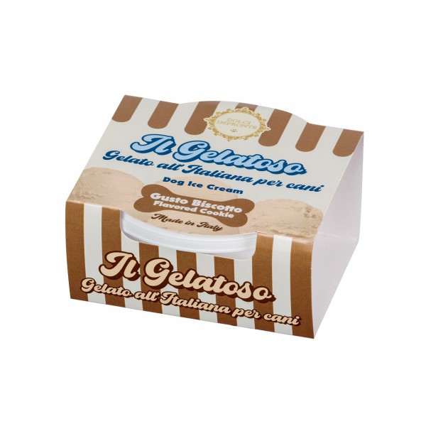 Dolci Impronte - Gelato Delattosato per cani - Aroma Biscotto - 40gr - Confezione 6 pezzi -