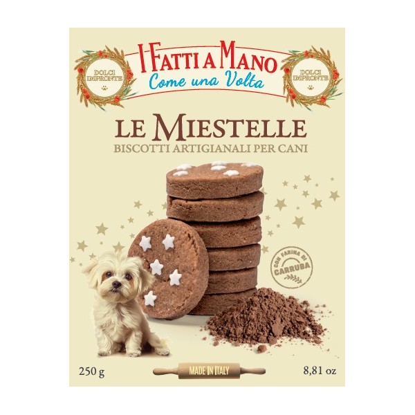 Dolci Impronte – Hand-Made – Miestelle – Pack of 6 Boxes Shortbread Cookies with Carob – 250g