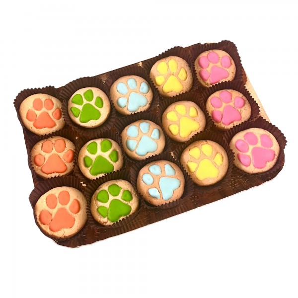 Dolci Impronte – Tray 15 Hand-Decorated Paw Prints – Various Colors – 290g