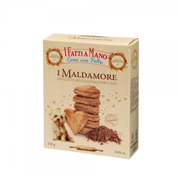 Dolci Impronte – Hand-Made – Maldamore – Pack of 6 Boxes Shortbread Cookies with Carob – 250g