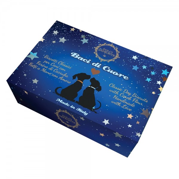 Dolci Impronte Trilogy Collection - Baci di Cuore - Carob Biscuits 180g in Laminated Box -3 box package