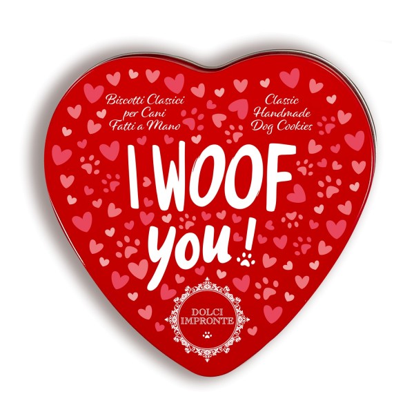 Dolci Impronte – I WOOF YOU! 80g - Handcrafted Shortcrust Biscuits - Pack of 3 Metal Tins  FR