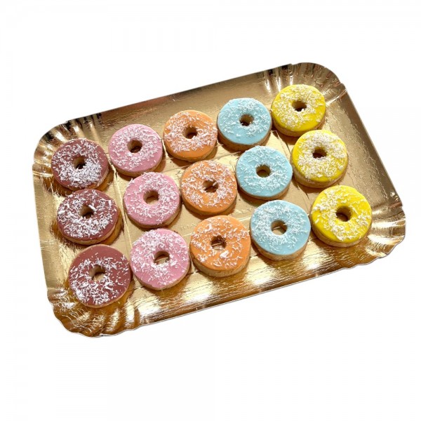 Dolci Impronte - Vassoio 15 Mini Donuts – Decorati a mano - 215gr